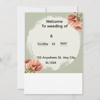 Editable Minimal Floral Wedding Invitation Einladung
