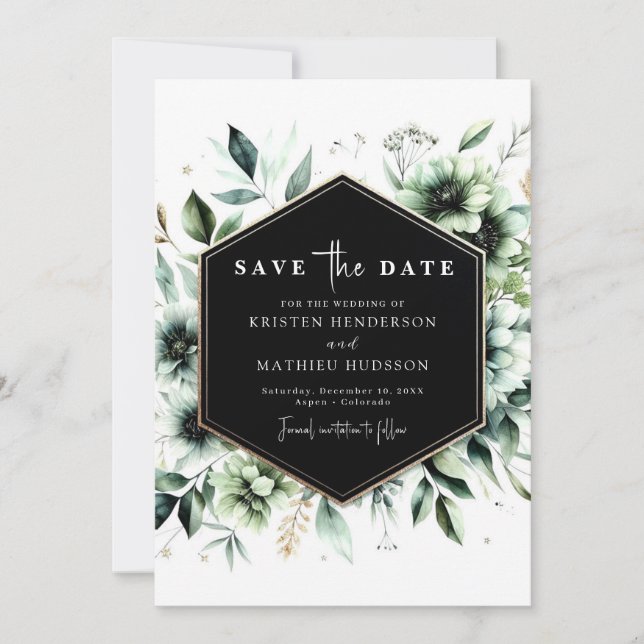Editable Minimal Romantic Sage Green Wedding Save The Date (Vorderseite)