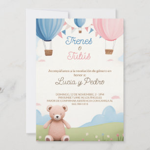 Editable Modern Boho Spanish Gender Reveal Einladung