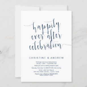 Editable Modern Navy Blue Schriftart, Hochzeitsfei Einladung