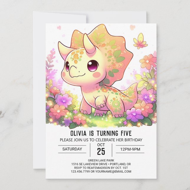 Editable moderne Dinosaurier Digital Geburtstag Einladung (Vorderseite)