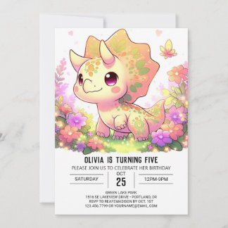 Editable moderne Dinosaurier Digital Geburtstag Einladung