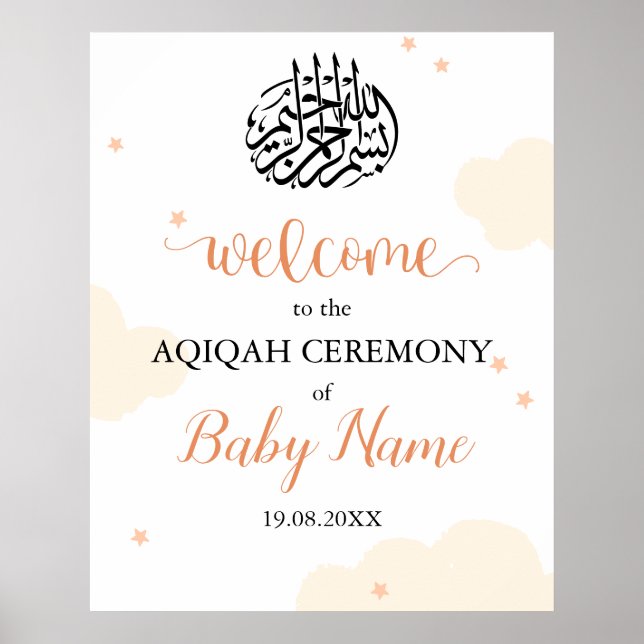 Editable moderne neutrale Aqiqah Aqeeqah Poster-Ze Poster (Vorne)