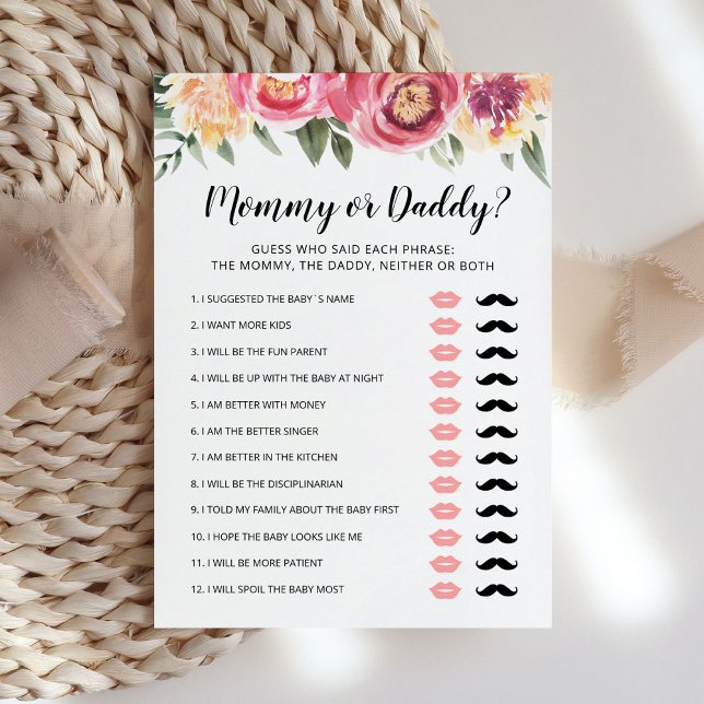 Editable Mommy or Daddy Baby Showgame Card Einladung (Von Creator hochgeladen)