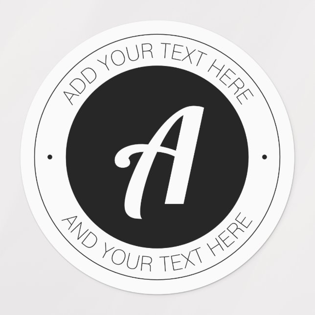 Editable Monogram oder Add your own logo Waterproo Etiketten (Design 1)
