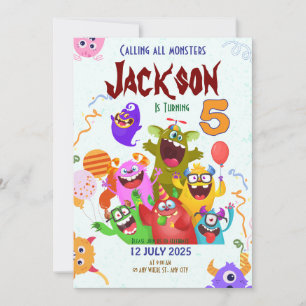 Editable Monster Birthday Party Einladungskarte