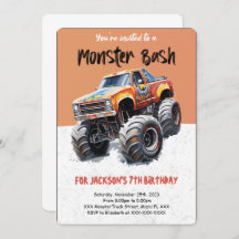 Editable Monster Truck Birthday