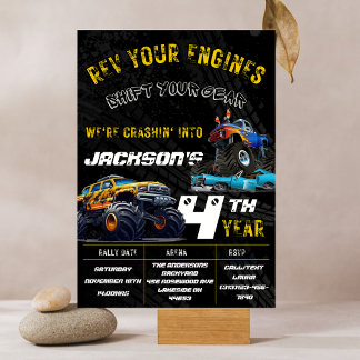 Editable Monster Truck Geburtstagsparty Einladung