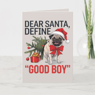 EDITABLE Mops Funny Hund Weihnachtskarte Feiertagskarte