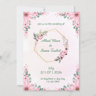 Editable Muslim wedding invitation Floral  Einladung