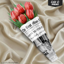 Editable Mütter Day Newspapier Blume Bouquet