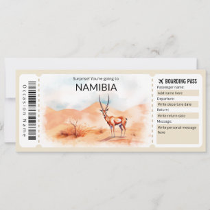 Editable Namibia Boarding Pass Flugzeug Ticket Einladung