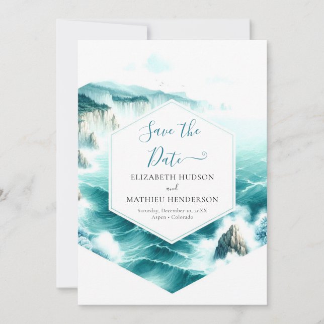Editable Nature Nautical Wedding Save The Date (Vorderseite)