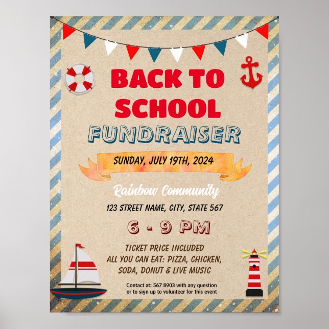 Editable Nautical Teacher Appreciator Week Poster (Vorne)