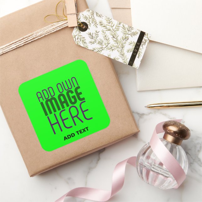 EDITABLE NEON GREEN IMAGE TEXT TEMPLATE GIFTING QUADRATISCHER AUFKLEBER (Schenken)