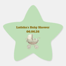 Editable Neutral Baby Shower Star Stickers