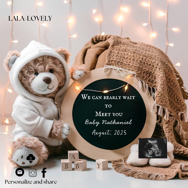 Editable neutral pregnancy announcement card ankündigung (Von Creator hochgeladen)