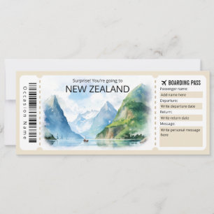 Editable New Zealand Flugzeug ticket, Neuseeland Einladung