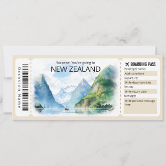 Editable New Zealand Flugzeug ticket, Neuseeland Einladung