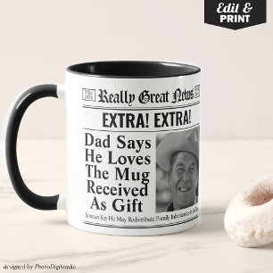 Editable Newspaper Tasse für Vater, Fun Vater Gesc
