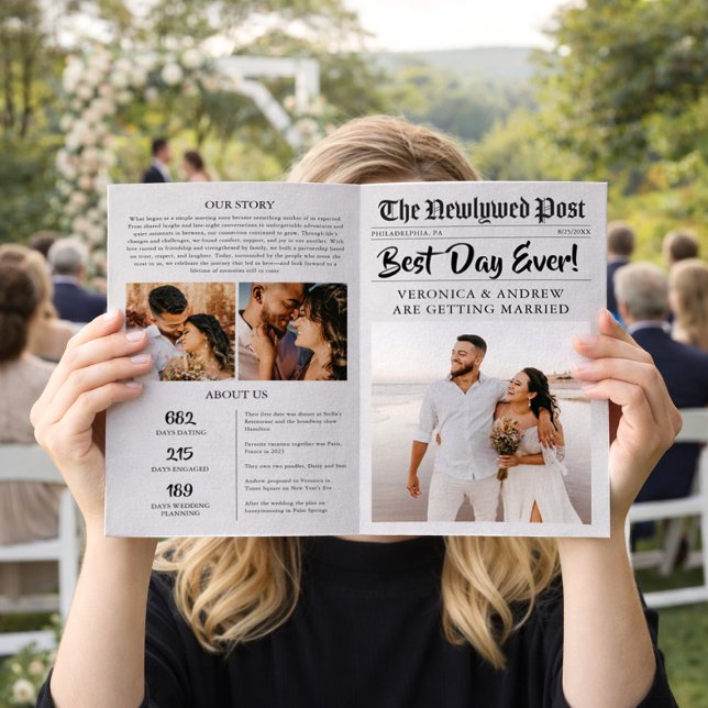 Editable Newspaper Wedding Program Folded Template Flyer (Von Creator hochgeladen)