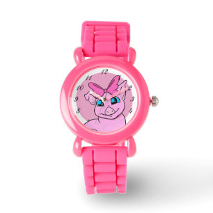 Editable Niedlich Girl Pig Pink Watch Armbanduhr