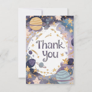 Editable Niedlich Starry Celestial Dankeskarte