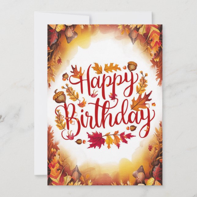 Editable Niedlich Wish Herbst Herbst Happy Birthda Karte (Vorderseite)
