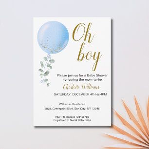 Editable Oh Boy Baby Dusche Einladung