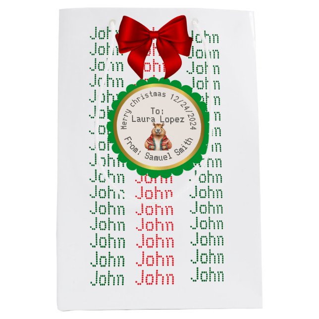 editable original christmas name mittlere geschenktüte (Vorderseite)