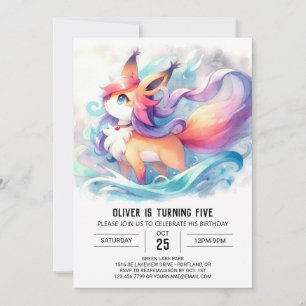 Editable Painted Fox Birthday Einladung