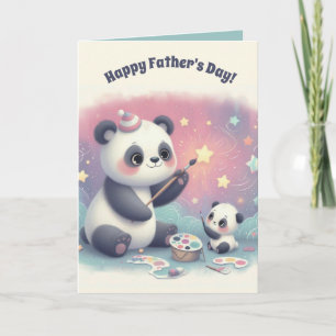 Editable Panda Bären and Cub Vathers Day Card Karte