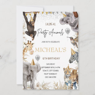 EDITABLE Party Animal Invasion Safari Geburtstag Einladung