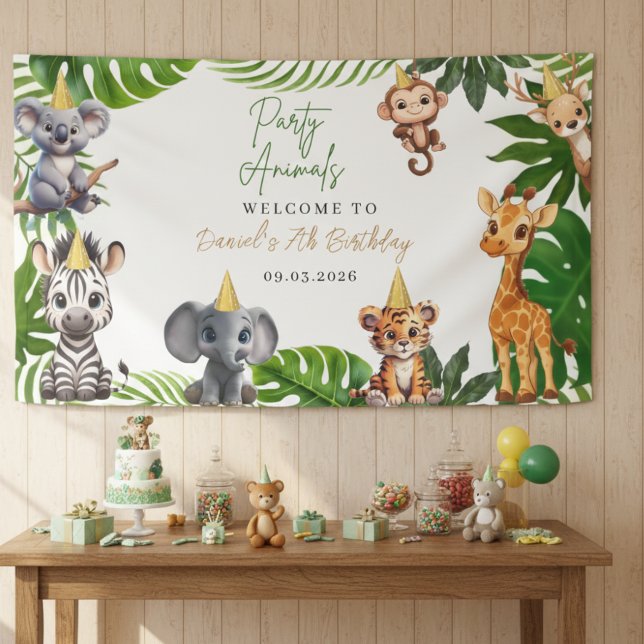 Editable Party Animals Jungle Birthday Banner (Von Creator hochgeladen)