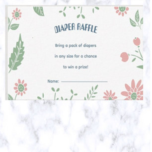 Editable Pastel Floral Diaper Raffle Begleitkarte