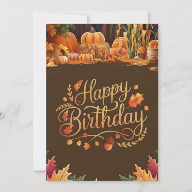 Editable Pastel Pumpkin Herbst Herbst Happy Birthd Karte (Vorderseite)
