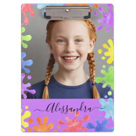 Editable Pastel Splash Custom Photo Frame Klemmbrett