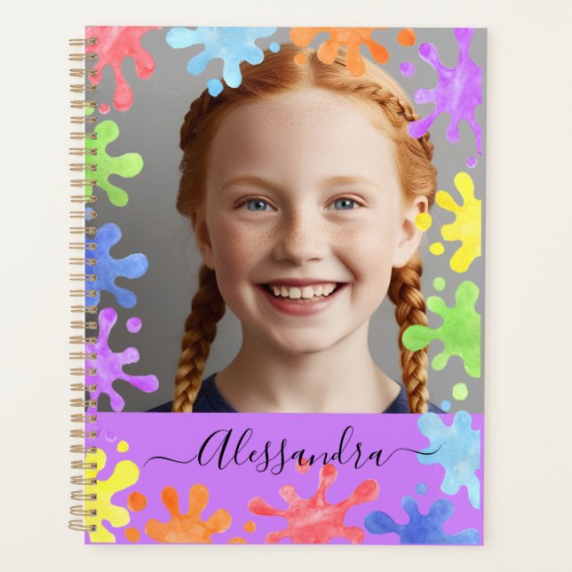 Editable Pastel Splash Custom Photo Frame  Planer (Vorderseite)