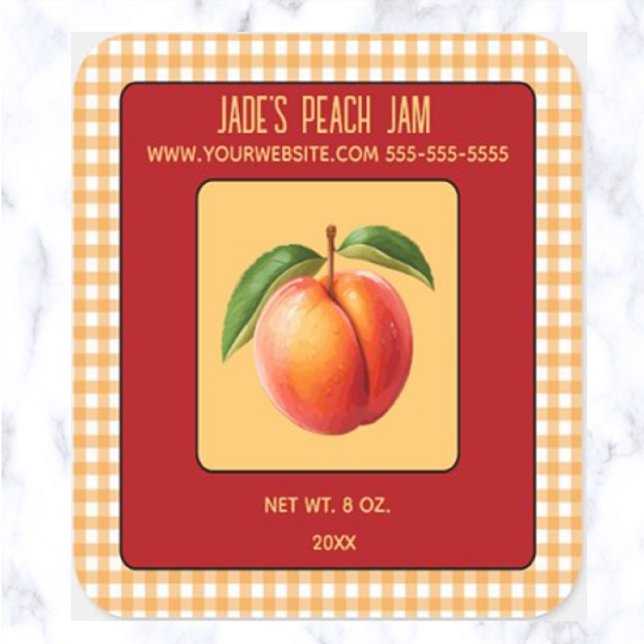 Editable Peach Jam Quadratischer Aufkleber (Von Creator hochgeladen)
