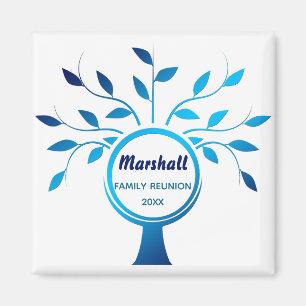 Editable Peacock Blue Tree Family Wiedersehen Magnet