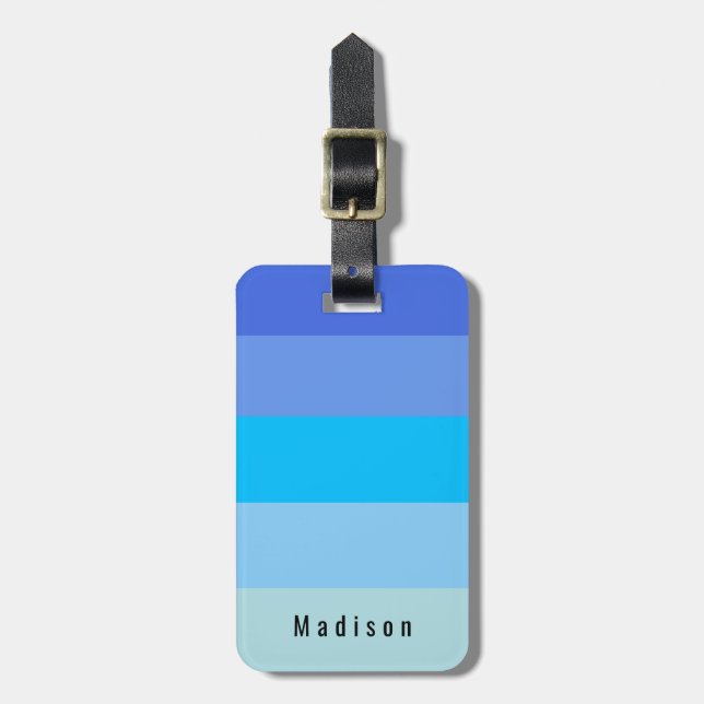 Editable Personal ☀️ 🍋 Bright Blue Spring Hues Gepäckanhänger (Vorderseite vertikal)