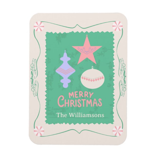 Editable Personalized Candy Christmas Ornament Magnet (Vertikal)