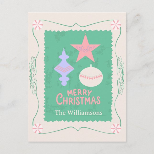 Editable Personalized Candy Christmas Ornament Postkarte (Vorderseite)