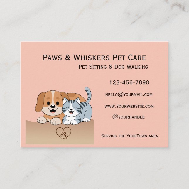 Editable Pet Sitting and Dog Walking Business Card Visitenkarte (Vorderseite)