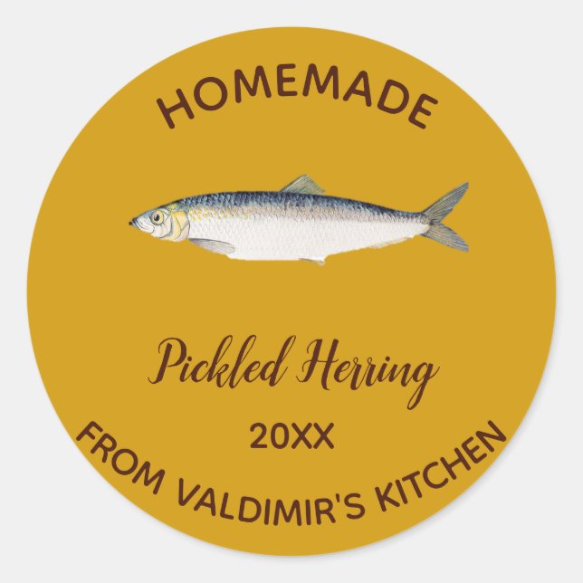 Editable Pickled Herring Runder Aufkleber (Vorderseite)
