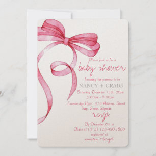 EDITABLE Pink Bow Einladung zur Kinderdusche