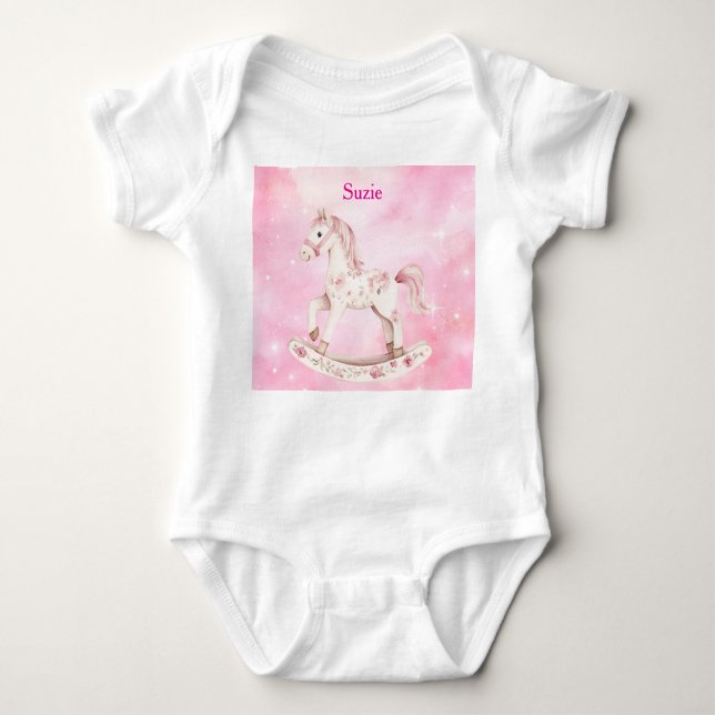 Editable Pink Chinoiserie Baby Bodysuit Baby Strampler (Vorderseite)