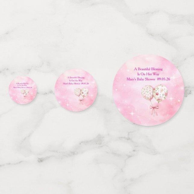 Editable Pink Chinoiserie Table Confetti Konfetti (Vorderseiten)