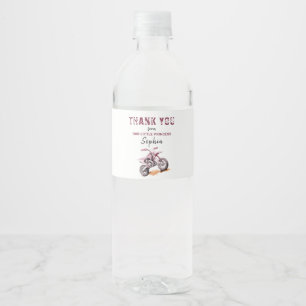 Editable Pink Dirt Bike Geburtstag Wasserflaschenetikett
