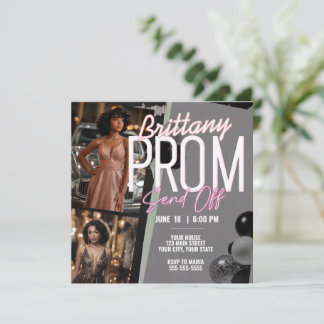 Editable Pink Magnificent Prom Senden Sie zwei Fot Einladung